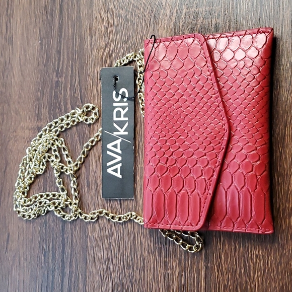 Ava + Kris Red Snakeskin Look Mini Bag NWT - Picture 1 of 4